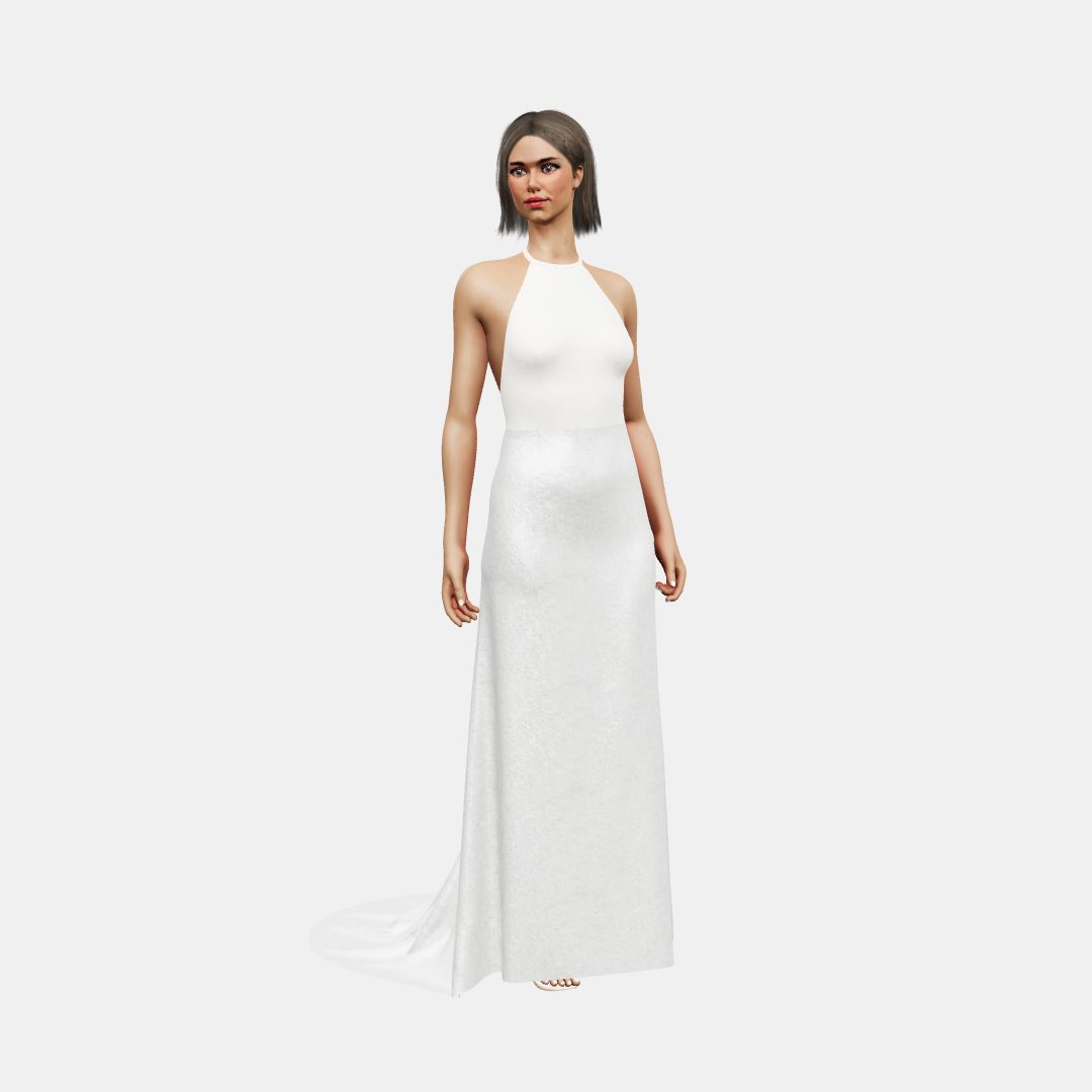 Halter neck & low back + column Matt Silk / Shinny Charmeuse