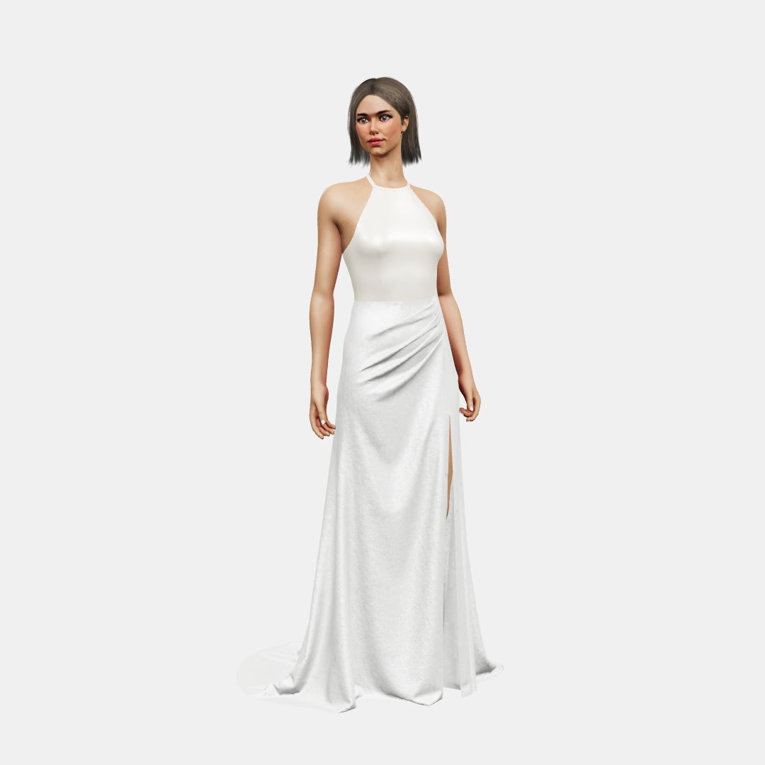 Halter neck + draped Heavy Satin / Shinny Charmeuse