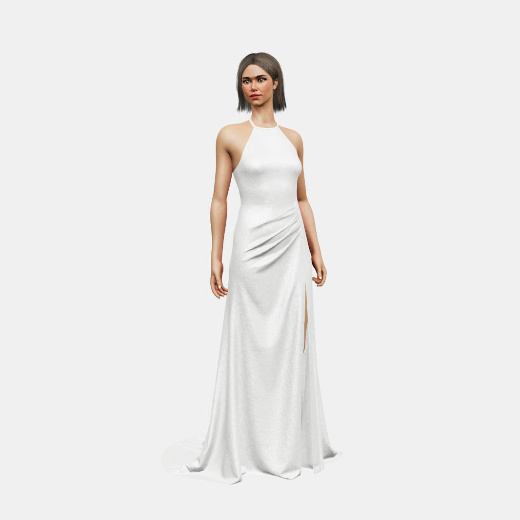 Halter neck + draped Shinny Charmeuse / Shinny Charmeuse